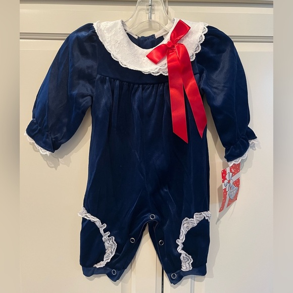 NWT Vintage Velvet Romper 3-6 mo. - Picture 1 of 4